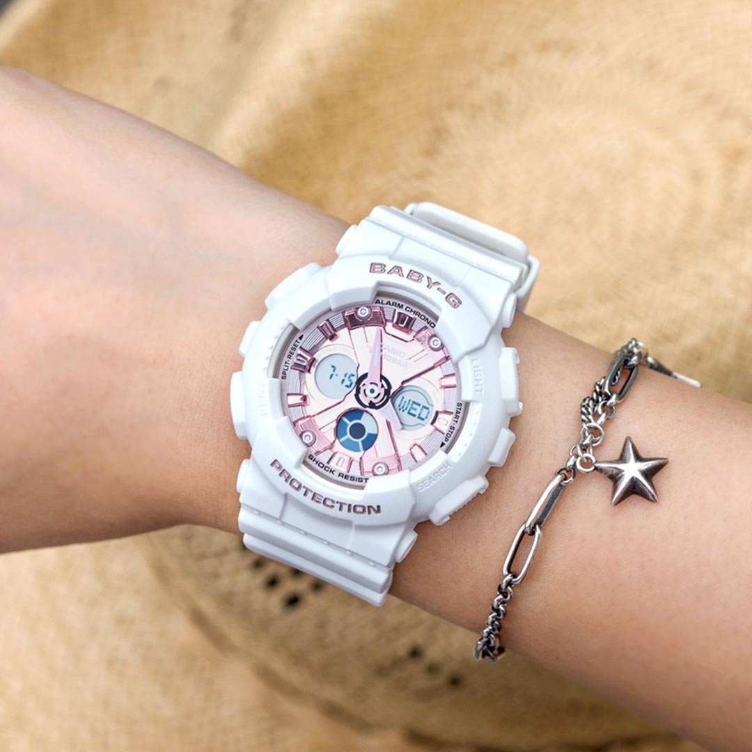 Casio Baby-G BA-130-7A1 White & Rose Gold Watch