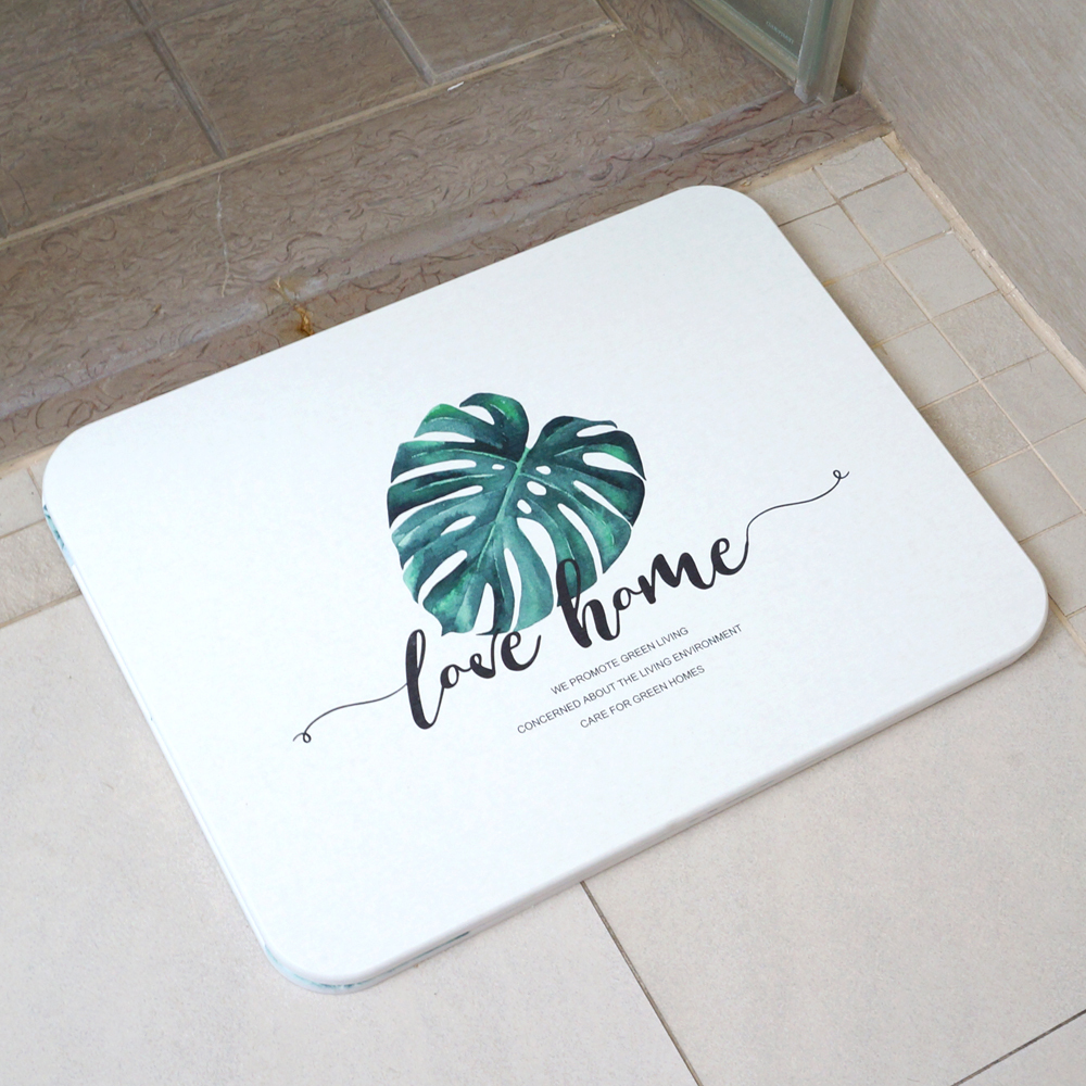 自然風龜背竹珪藻土吸水地墊