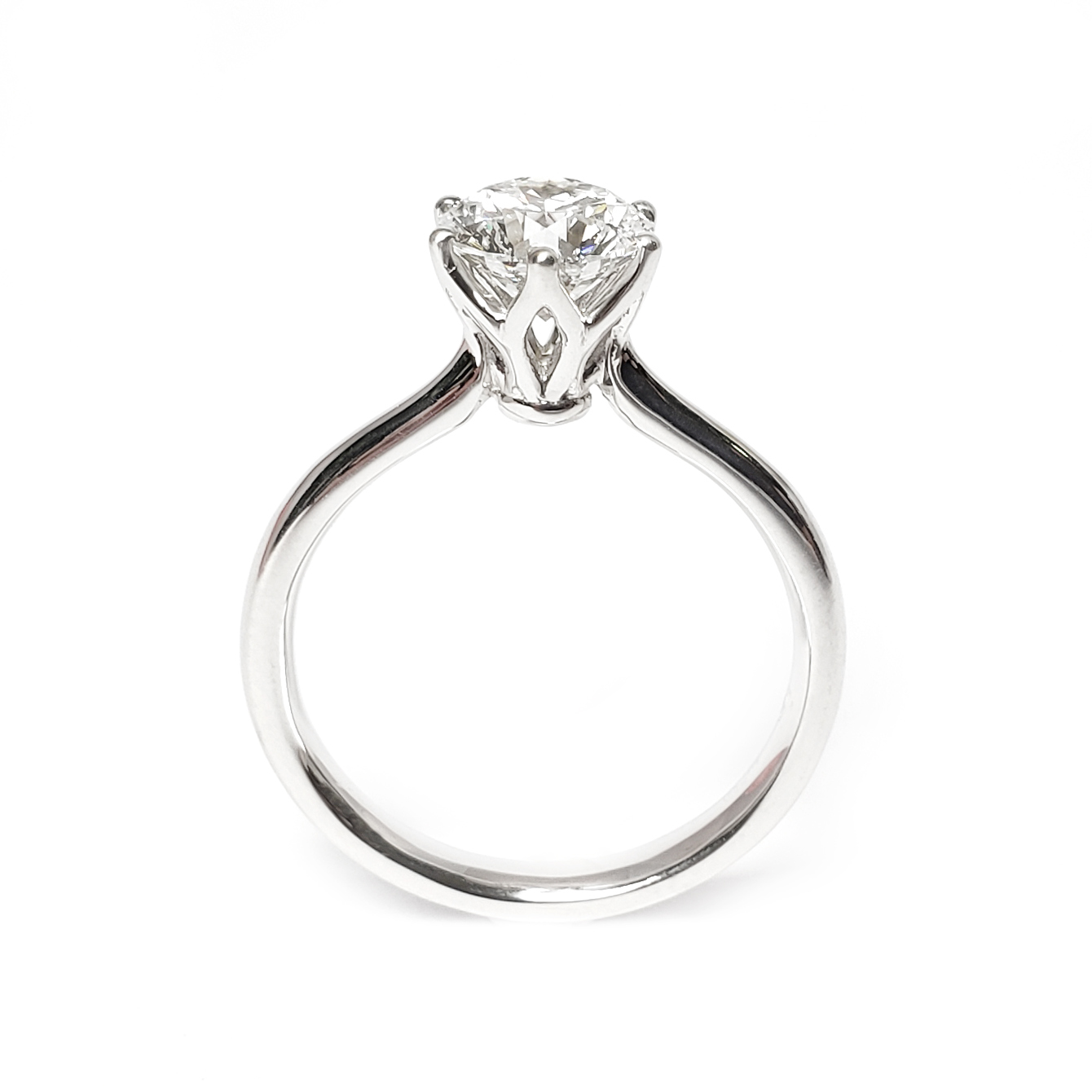 18K白金六爪韓國幼臀花形戒指托 (RS10H6014)