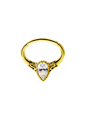 18K GOLD SEPTUM AND DAITH CLICKER SET W. SWAROVSKI® ZIRCONIA