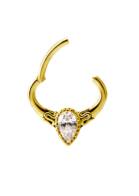 18K GOLD SEPTUM AND DAITH CLICKER SET W. SWAROVSKI® ZIRCONIA