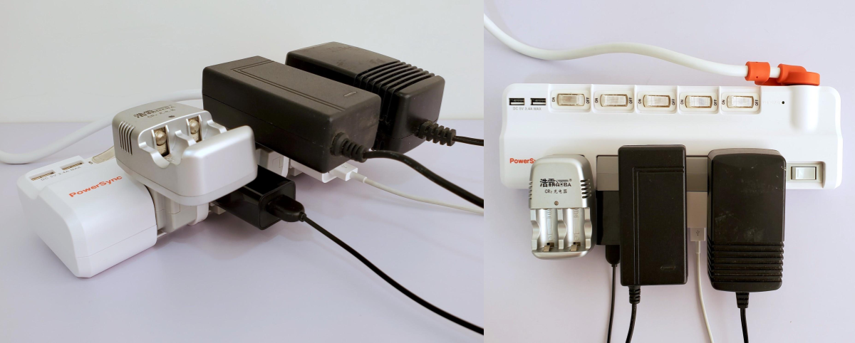 PowerSync群加國際6開5插2埠USB延長線