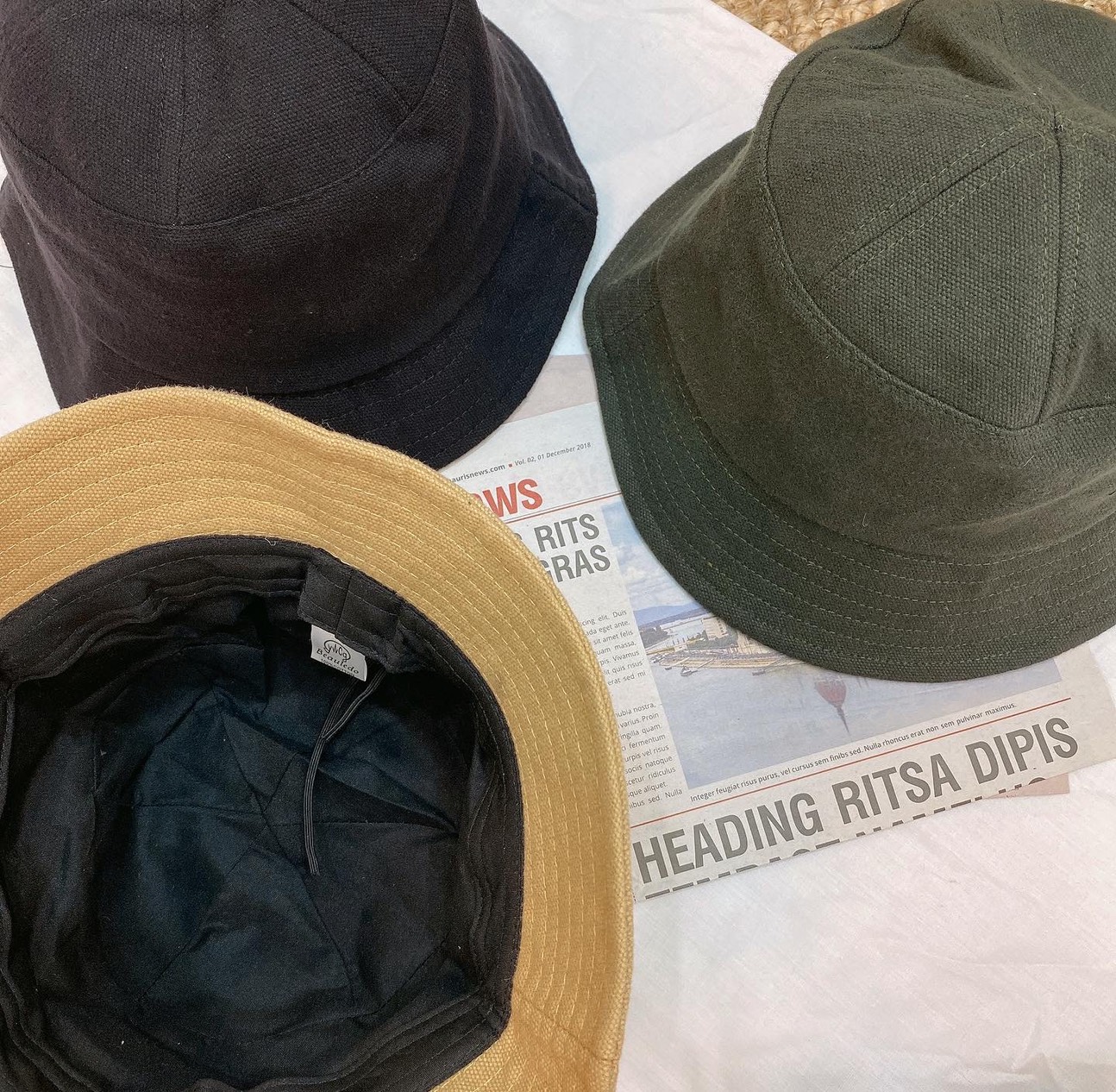 斜紋六片漁夫桶帽/三色