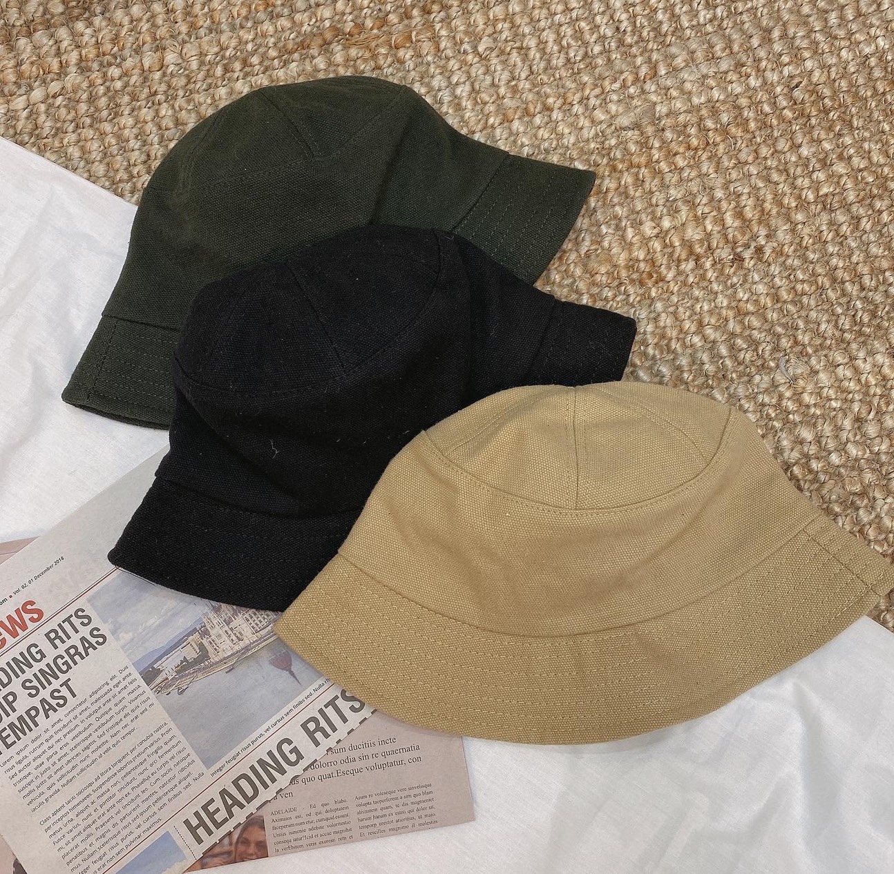 斜紋六片漁夫桶帽/三色