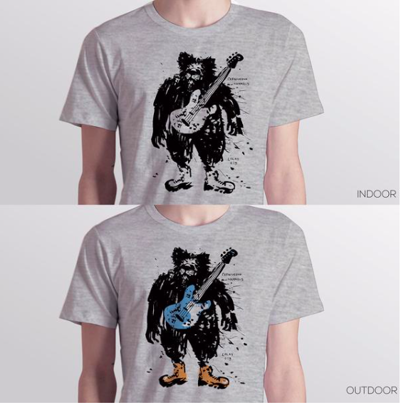 ABEARABLE ROCK N' ROLL! 熊搖滾！變色設計T-SHIRT [灰/白兩色]