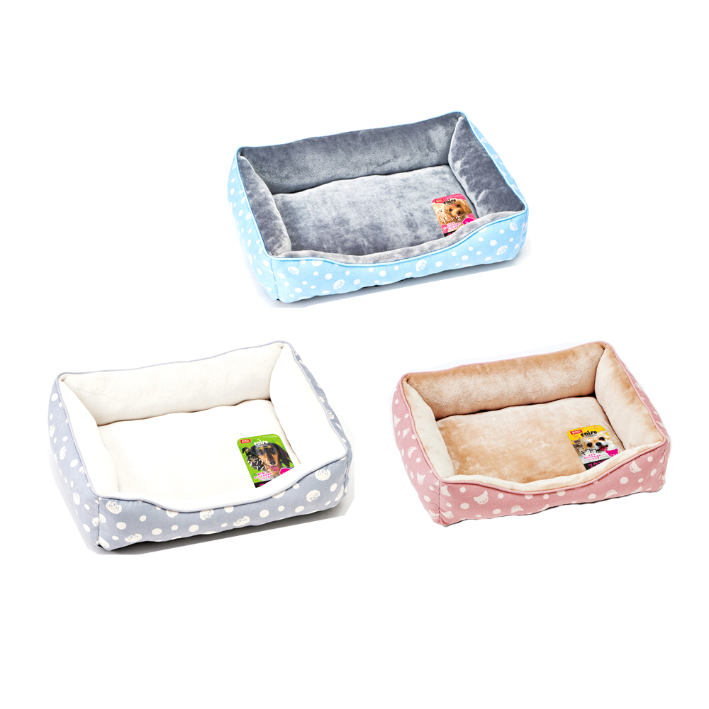 日本MARUKAN-法蘭絨方型睡床(粉/藍/灰)