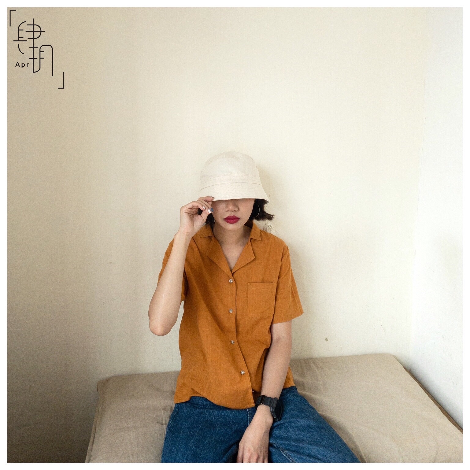 短袖棉麻口袋襯衫