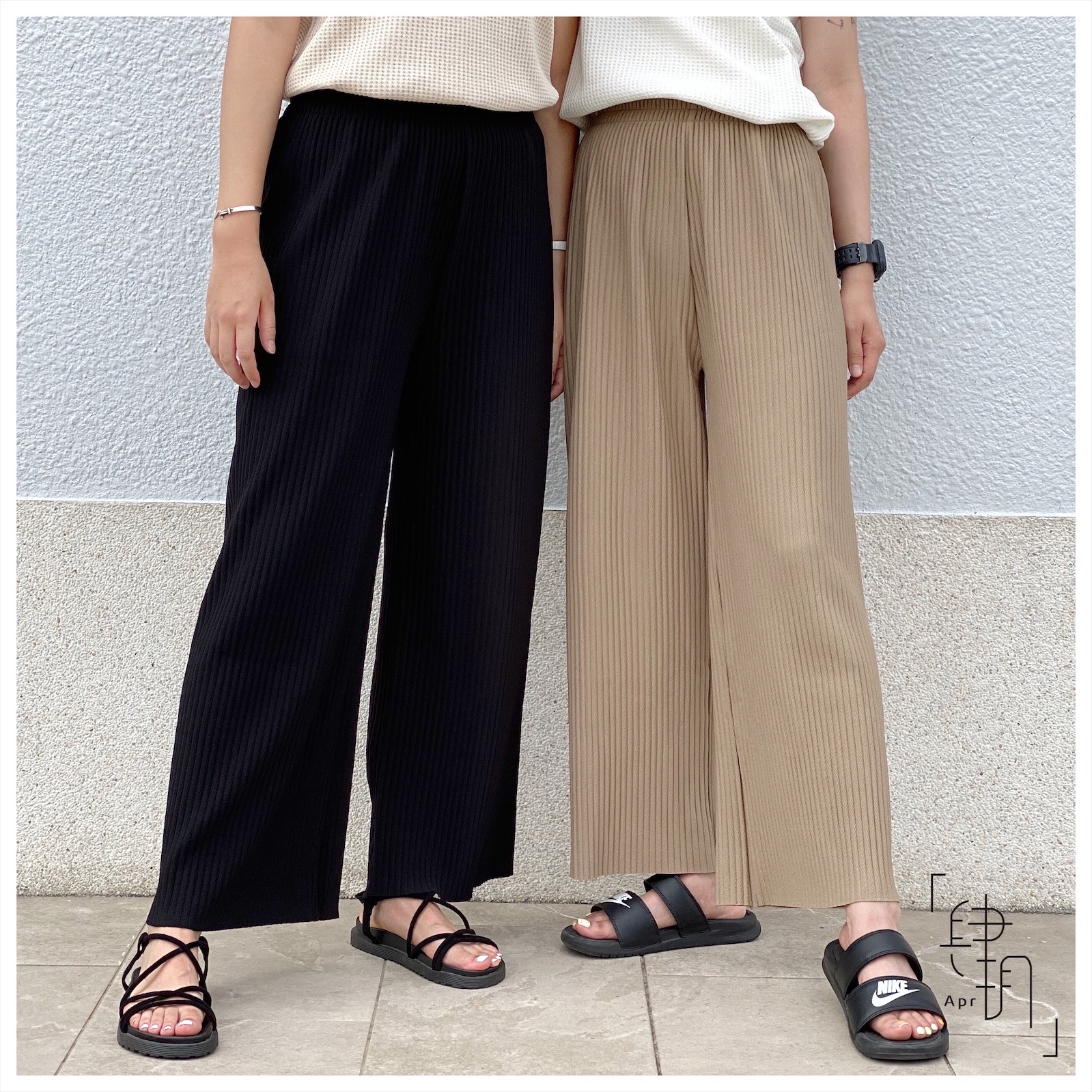 🇯🇵日牌JUNOAH百摺螺紋鬆緊寬褲