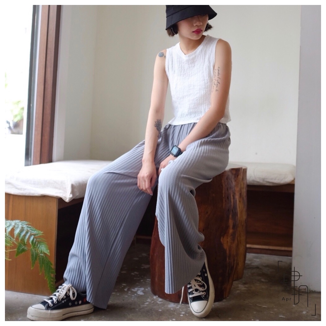 🇯🇵日牌JUNOAH百摺螺紋鬆緊寬褲