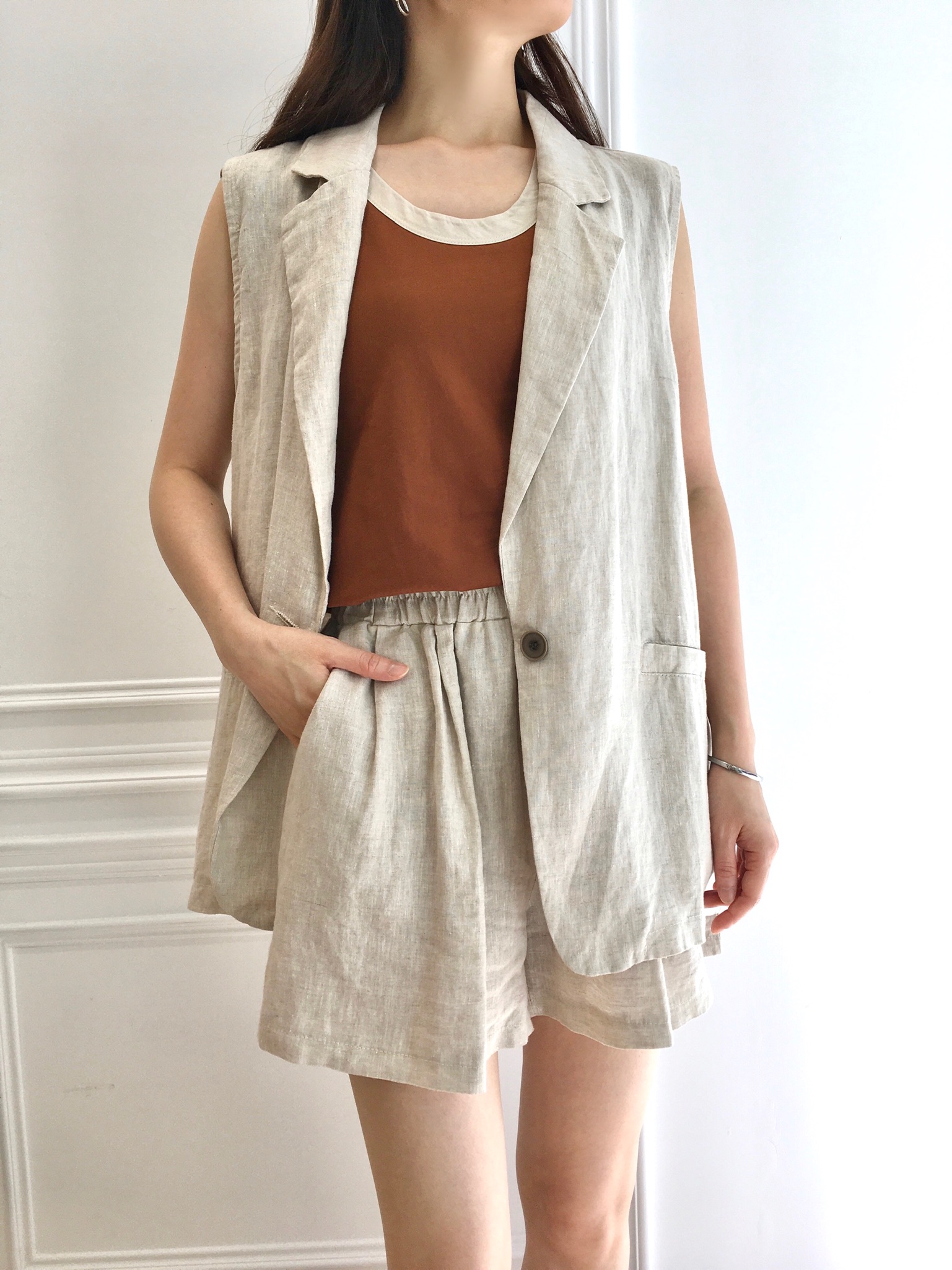 棉麻背心套裝