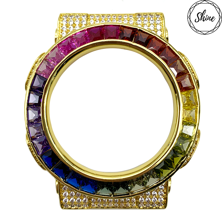 客製 GA-100 / GA-110 / GA-120 金X白石彩虹閃石金屬錶殼