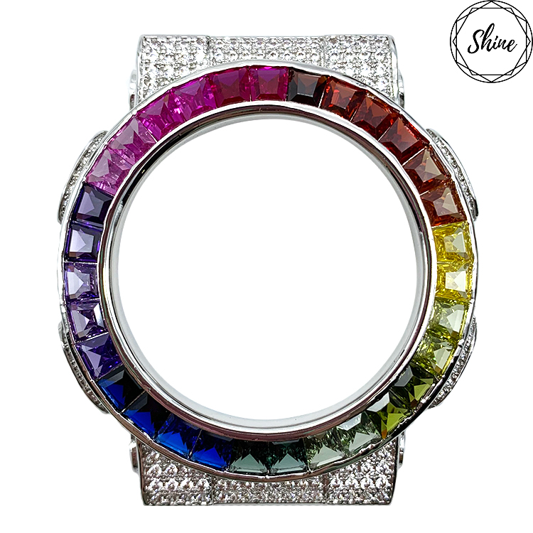 客製 GA-100 / GA-110 / GA-120 銀X白石彩虹閃石金屬錶殼