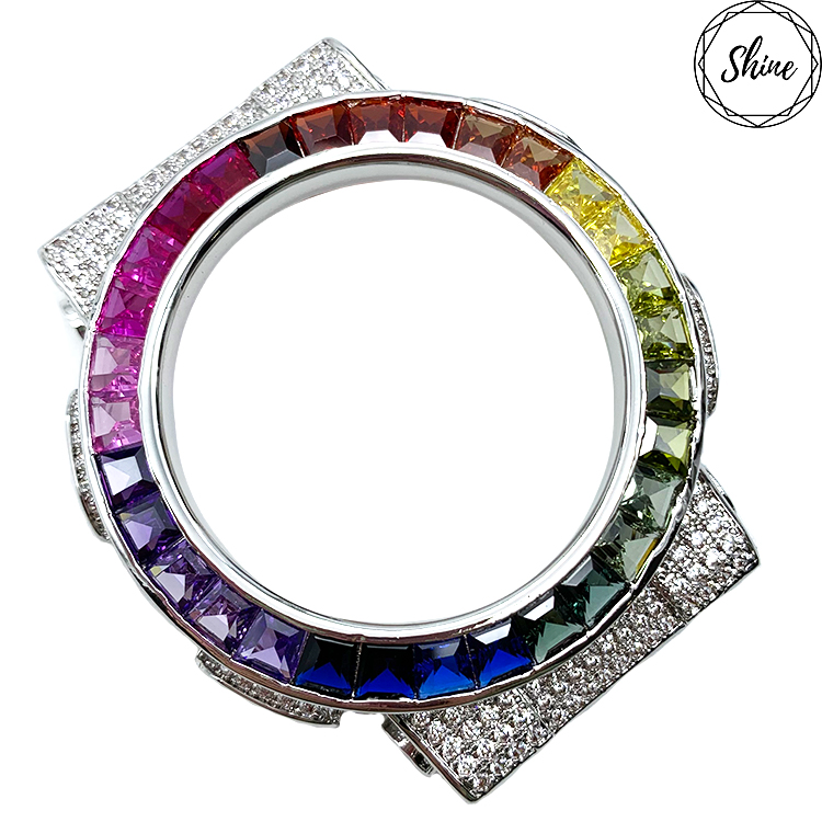 客製 GA-100 / GA-110 / GA-120 銀X白石彩虹閃石金屬錶殼