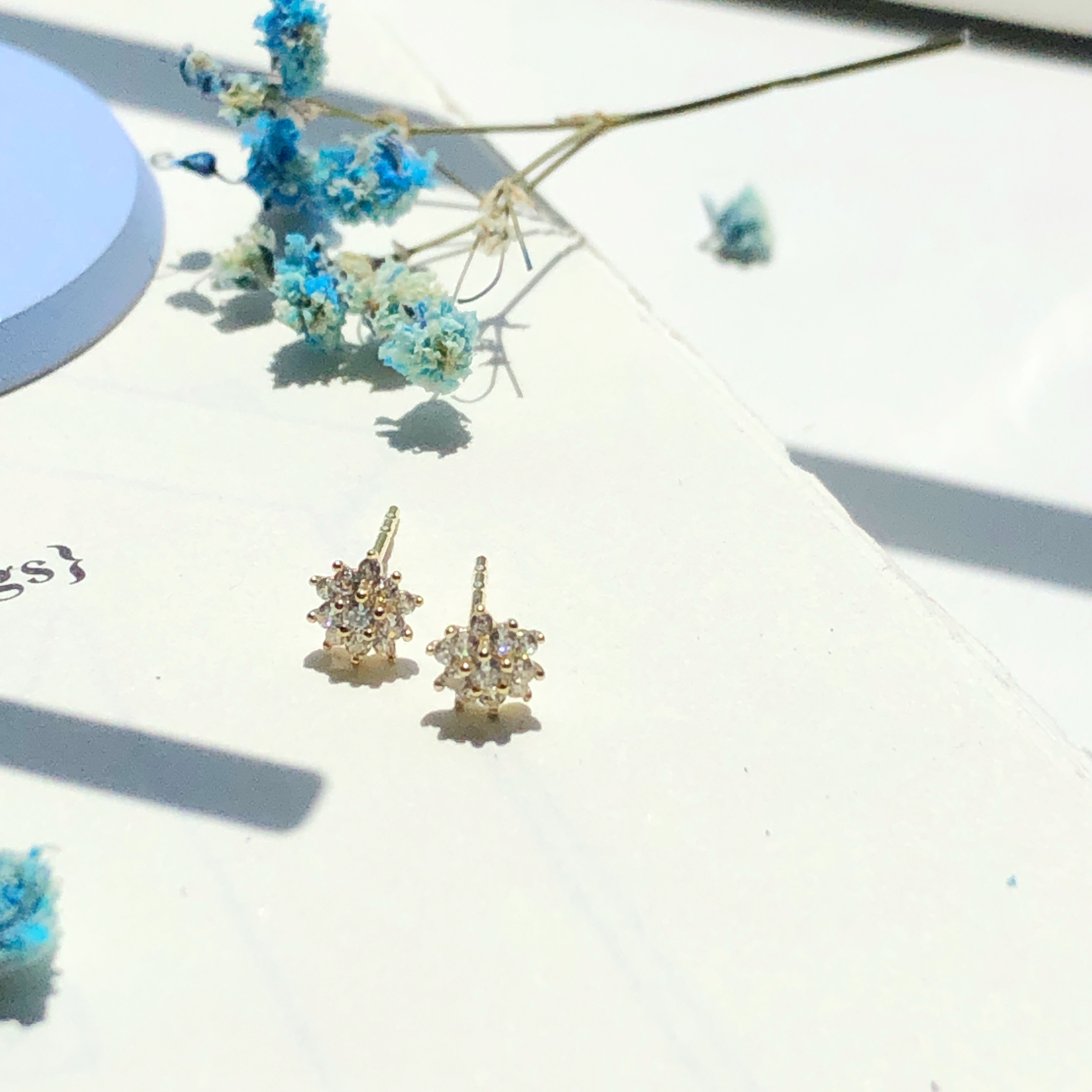 10K/繁星閃爍鋯石耳環