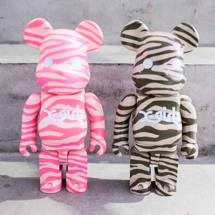 【車庫服飾】收藏品出售 BEARBRICK MEDICOM TOY XGIRL 400% 虎紋 粉紅 軍綠 一組 熊