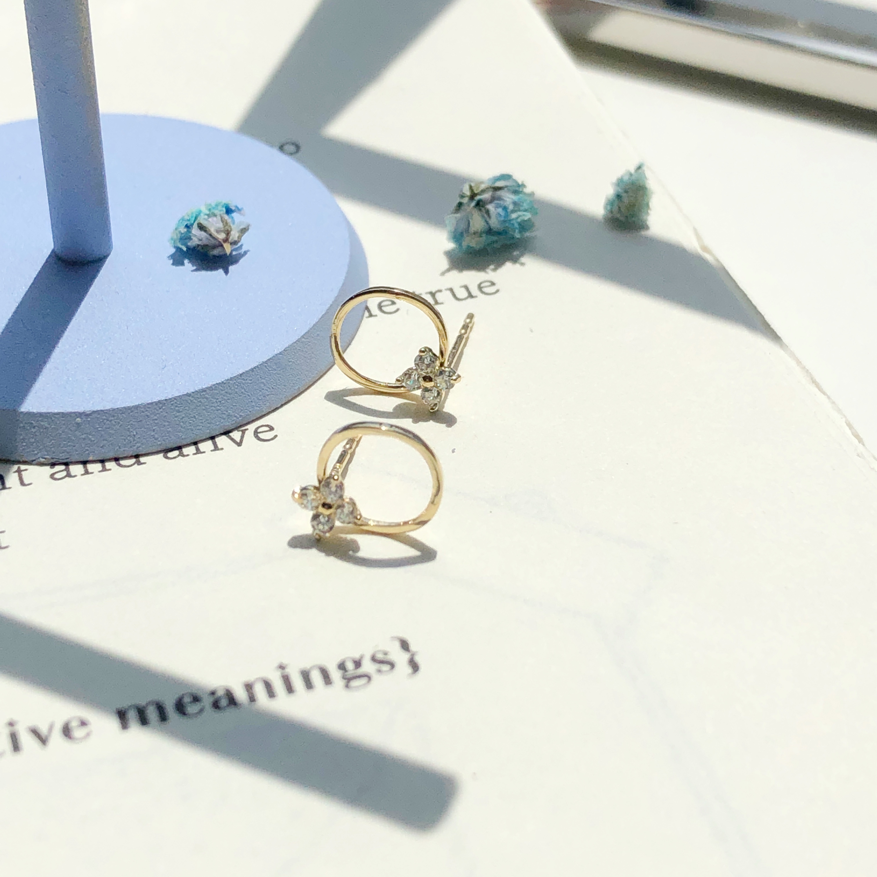 10K/浪漫花圈耳環