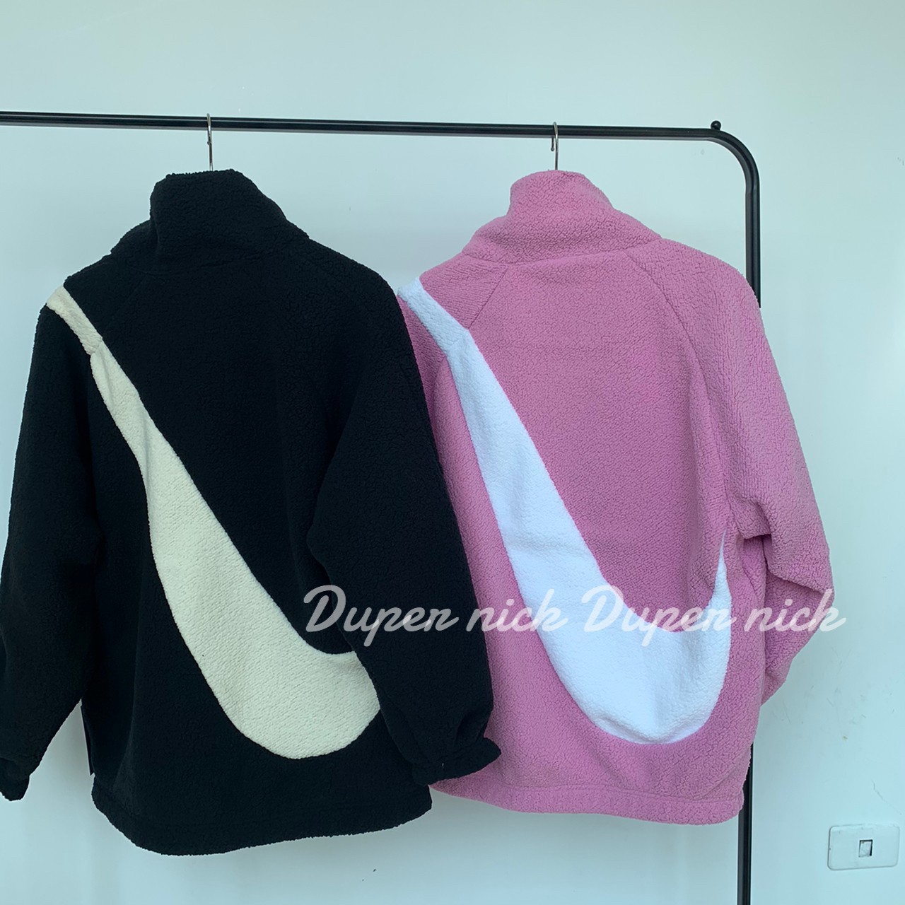 NIKE 毛尼 尼龍 雙面穿 立領外套 毛毛外套 熊寶寶外套 黑 粉 女