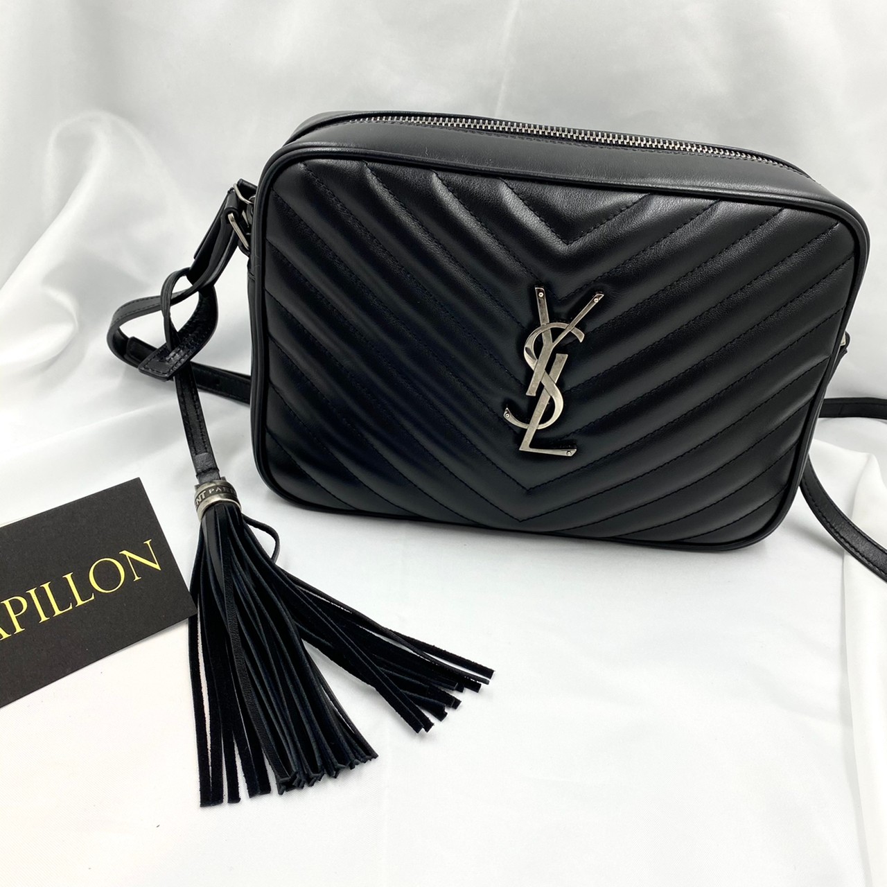 Saint Laurent 黑色消光金鍊相機包斜背23cm Ysl 巴比龍國際精品