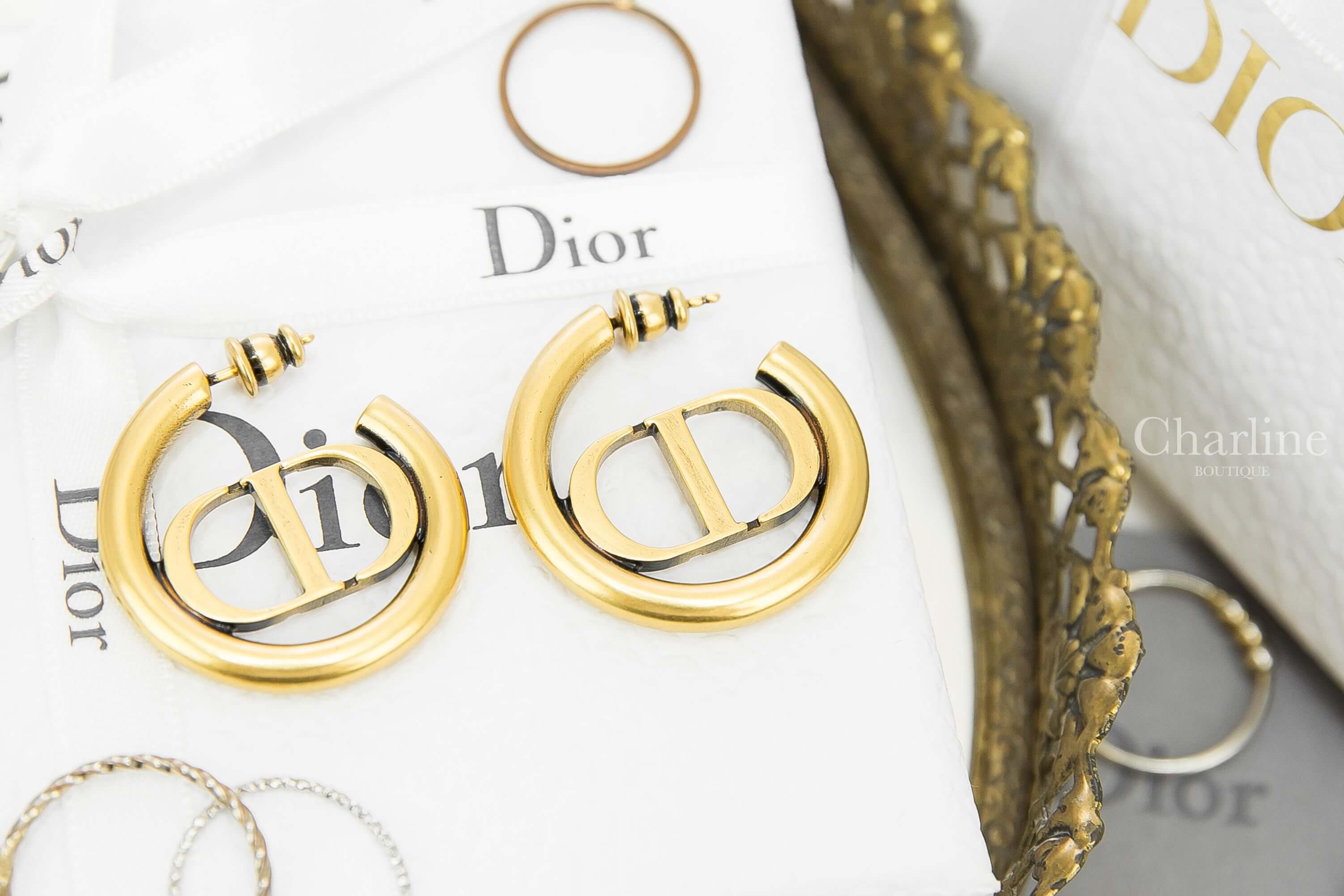 Dior 30 Montaigne Hoop Earrings 古銅金CD蒙田圈圈耳環