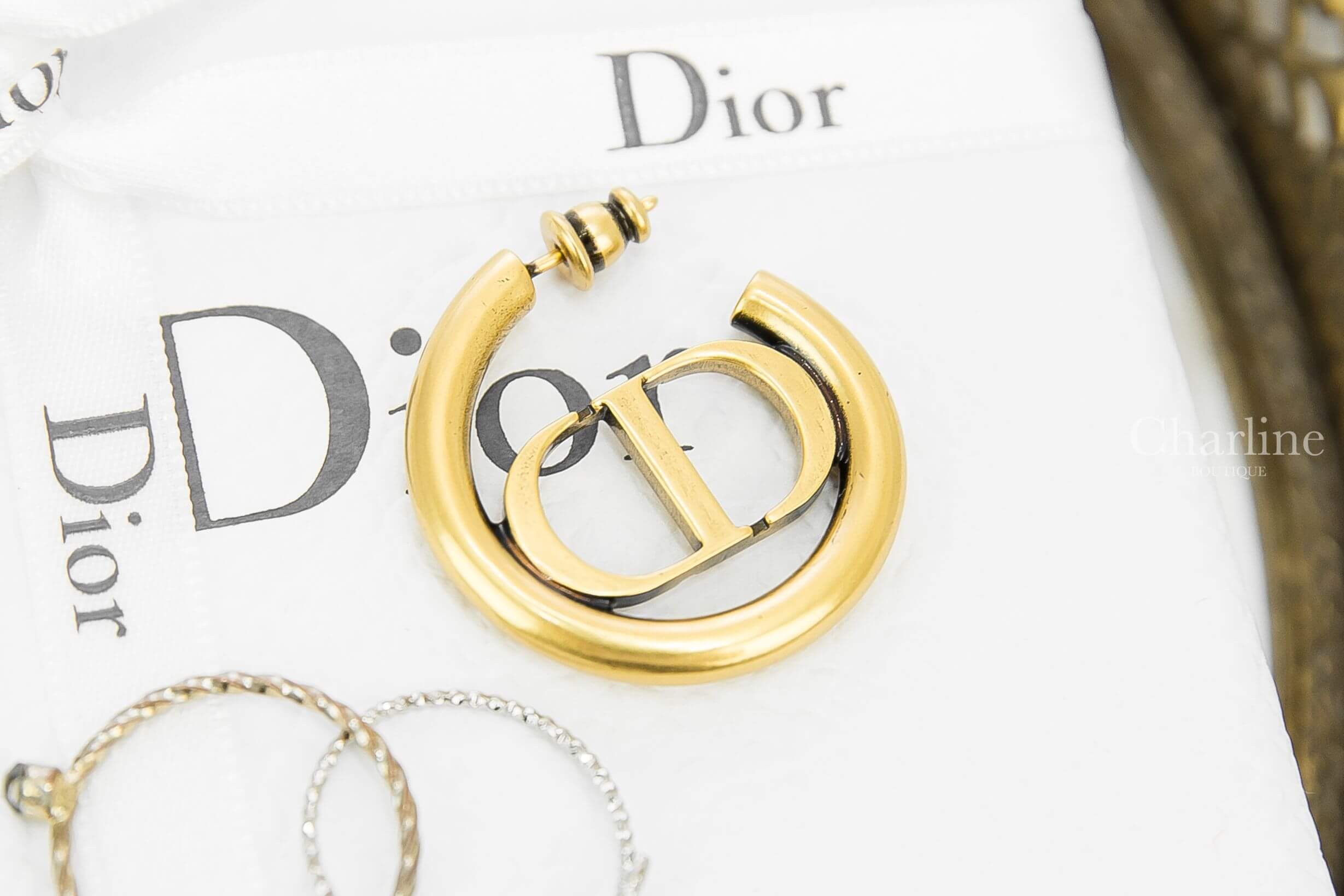 Dior 30 Montaigne Hoop Earrings 古銅金CD蒙田圈圈耳環