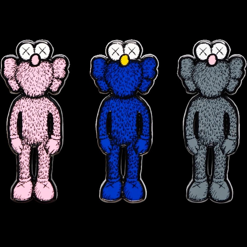 KAWS BFF PIN 人偶 經典 叉叉 黑藍粉 別針 一組三個 現貨