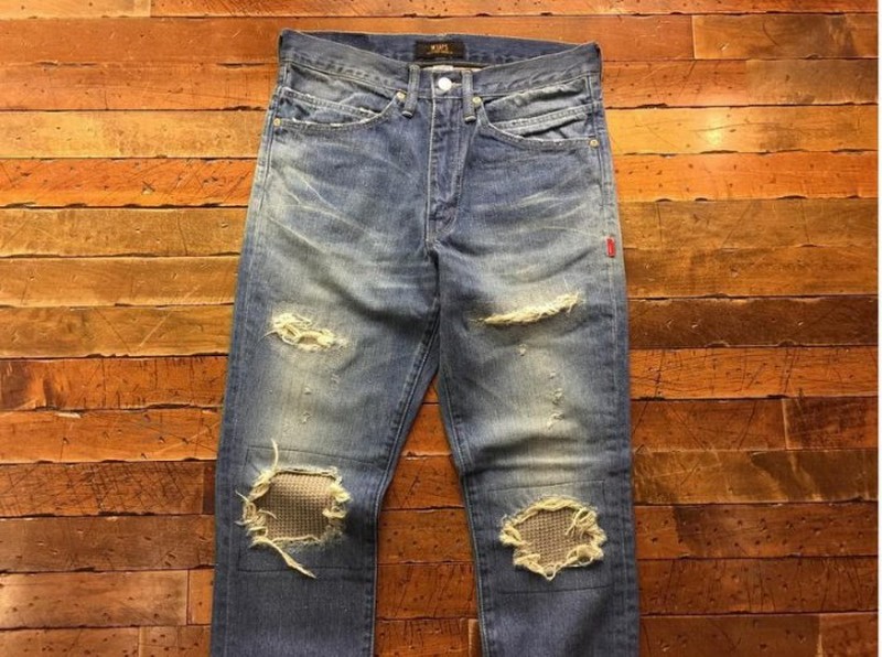 WTAPS BLUES VERY SKINNY TRASH 破壞 牛仔 丹寧 長褲 水洗