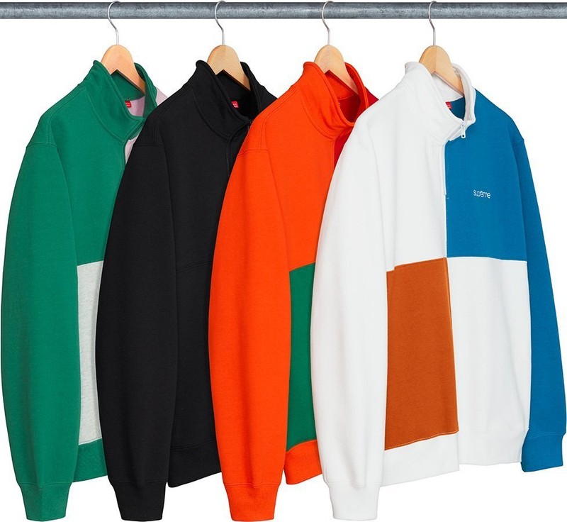 2018SS SUPREME Color Blocked Half Zip 衝鋒 衛衣 拼接