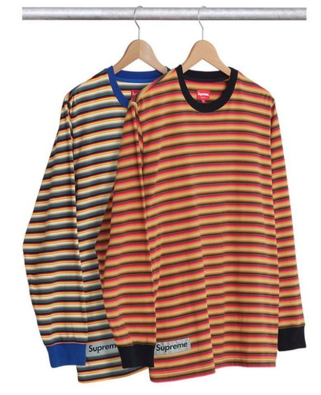 2017SS Supreme MULTI STRIPE REFLECTIVE PATCH LS 條紋 長T 現貨