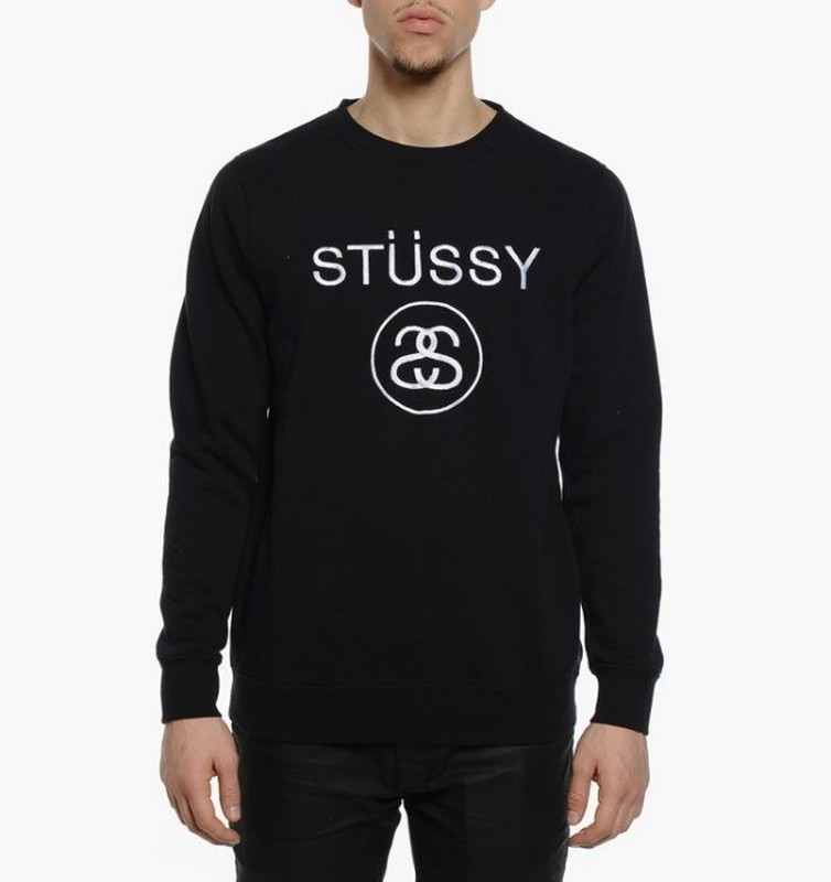 STUSSY LINK EMB. CREW 大學T LOGO 熱門 黑 1913553
