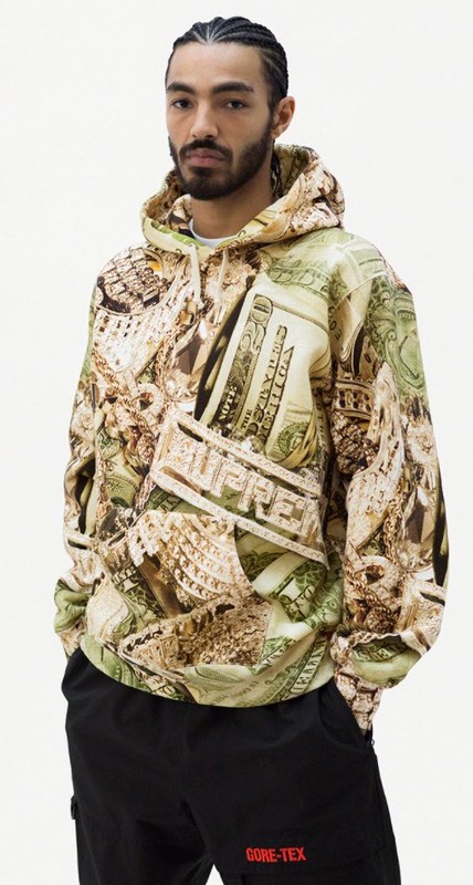 2020SS Supreme Bling Hooded Sweatshirt 滿版 美金 帽tee 現貨