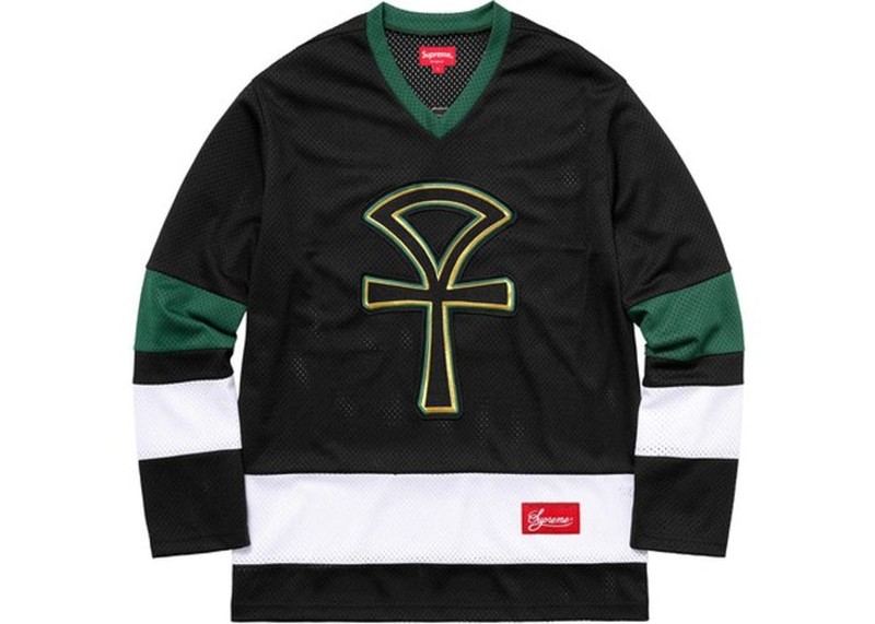 2018SS Supreme Ankh Hockey Jersey 死亡復甦 十字架 黑色 球衣