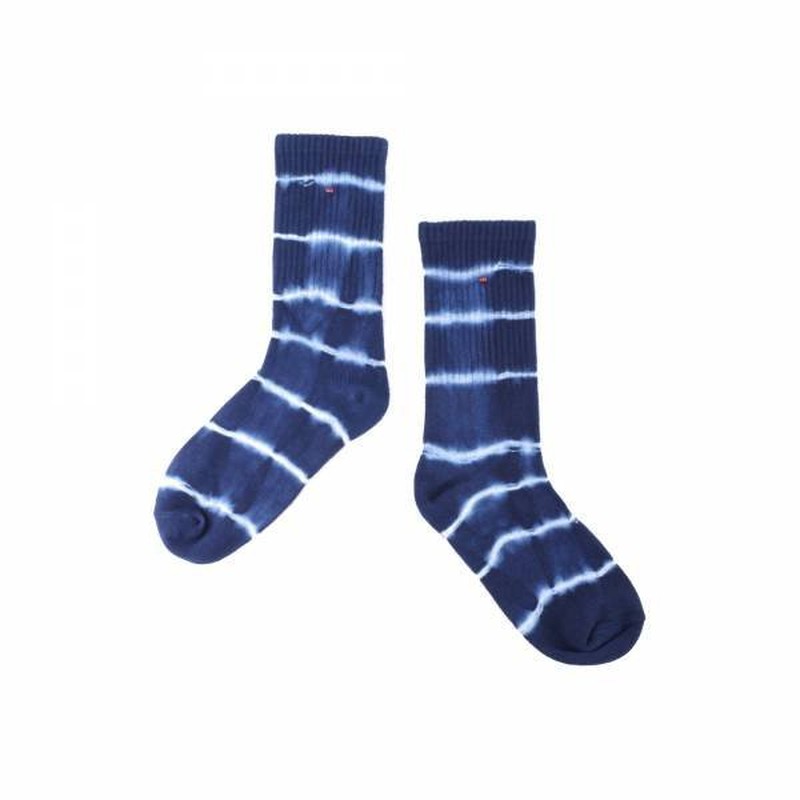 2018SS oqLiq AdHeRe indigo sock 自然 色落 藍染 長襪 襪子 現貨