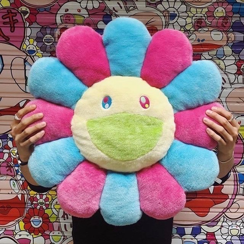 Kaikai Kiki FLOWERS 30cm 村上隆 花花 棉花糖配色 藍粉花瓣 太陽花抱枕 現貨