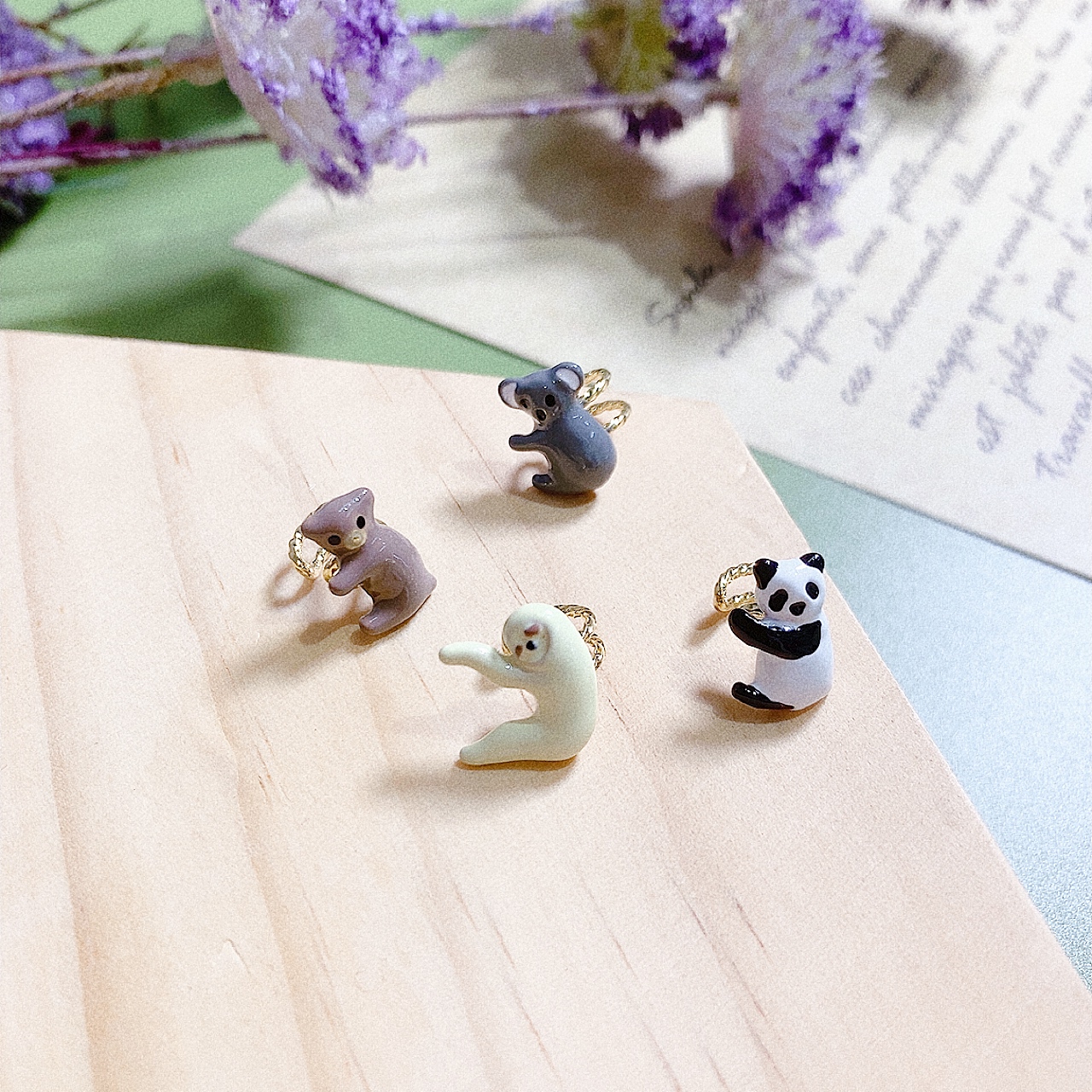 [日本制] 動物耳骨耳夾 ( 樹懶/熊貓/樹熊/棕熊)