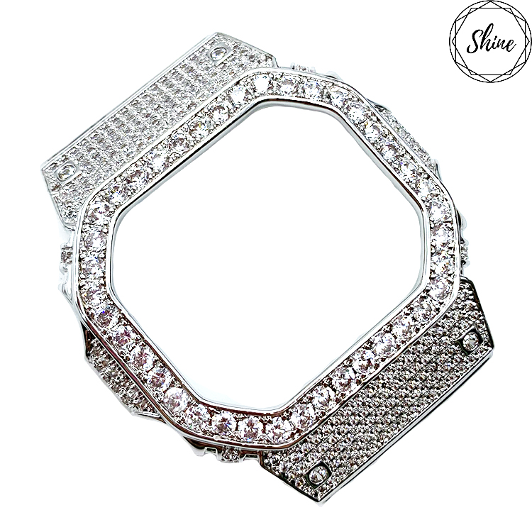 DW-5600 客製 銀X白閃石金屬錶殼