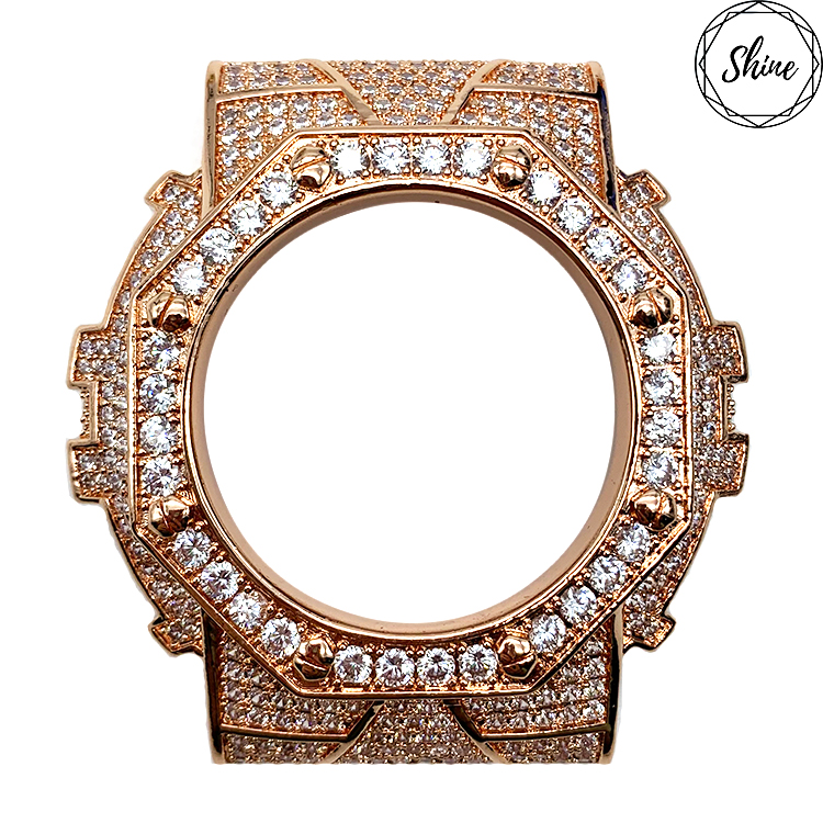 客製 GA-100 / GA-110 / GA-120 八角設計玫瑰金X白閃石金屬錶殼