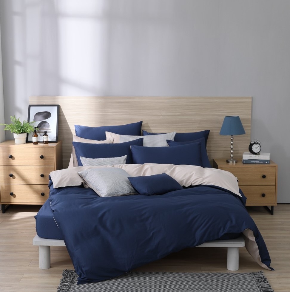 纯棉床包組-紳士藍(60支純棉-300織)