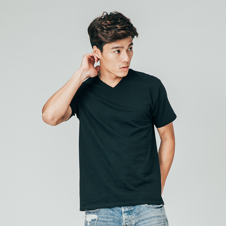質感棉 男V領短袖