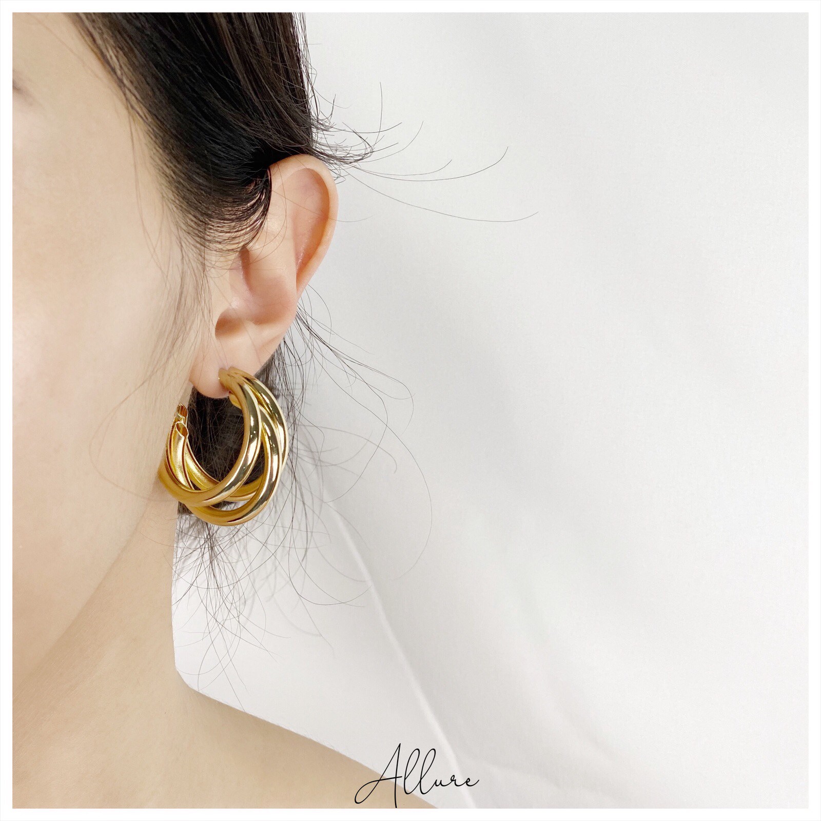 肆玥xAllure三環亮面C型耳環 金//銀