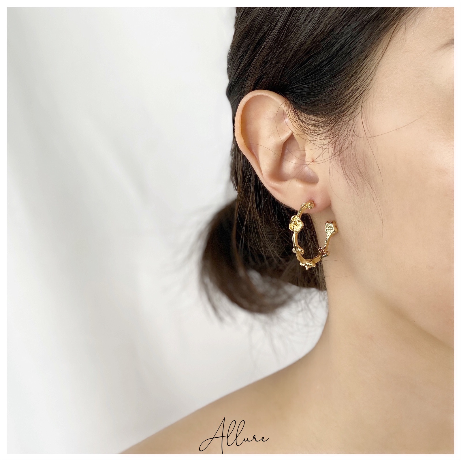 肆玥xAllure復古玫瑰花圓圈耳環