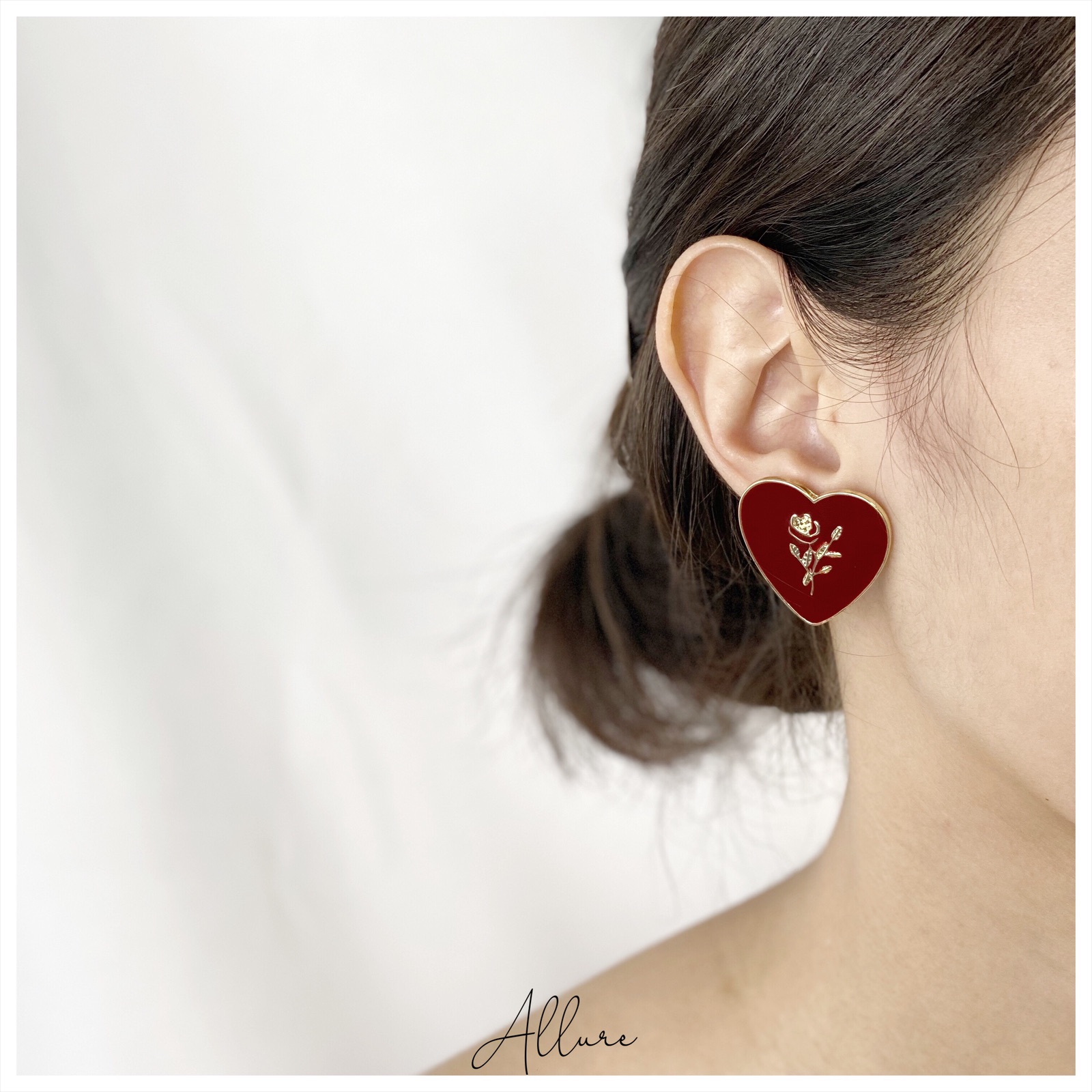 肆玥xAllure復古油畫鑲金玫瑰耳環