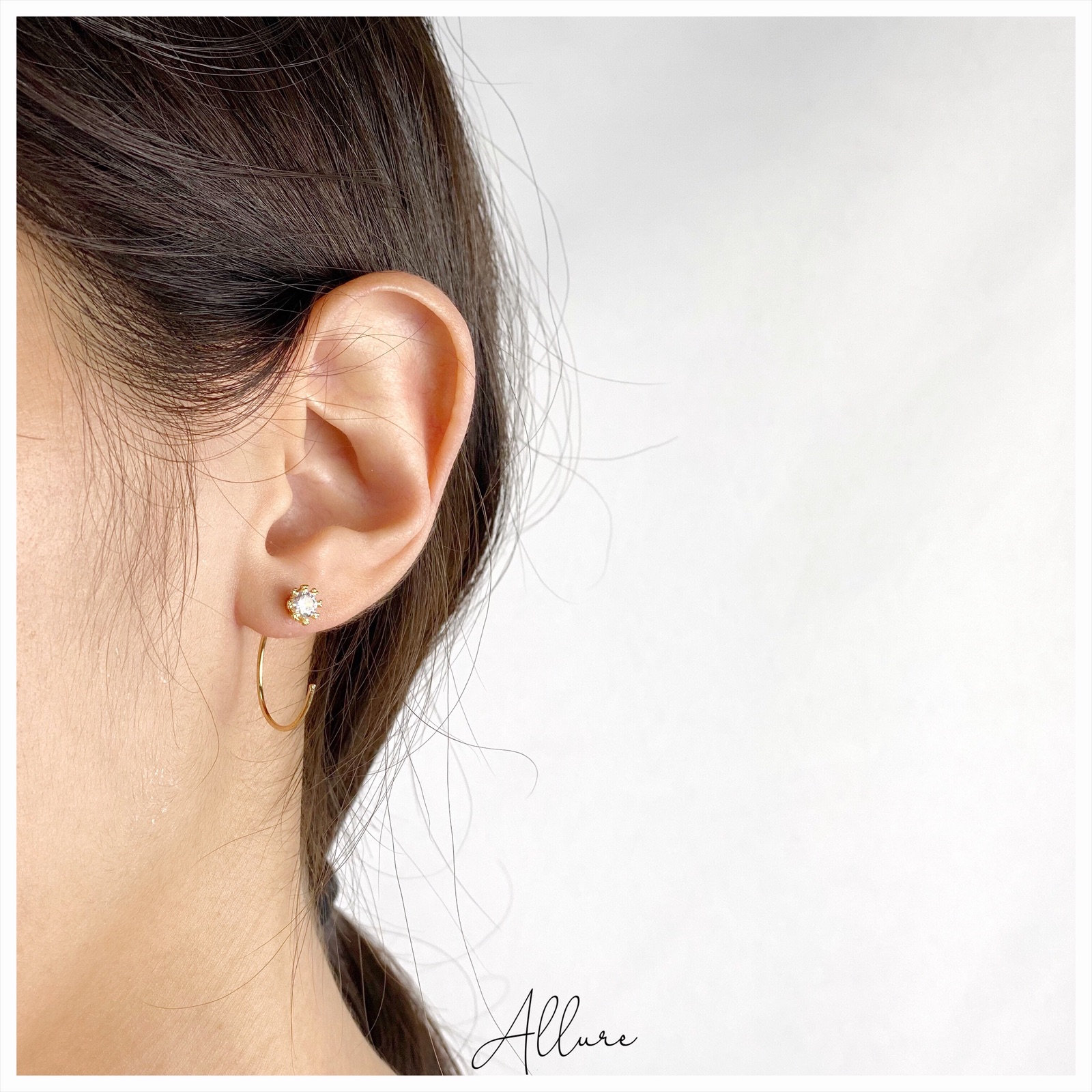 肆玥xAllure袖珍C型小鑽耳環