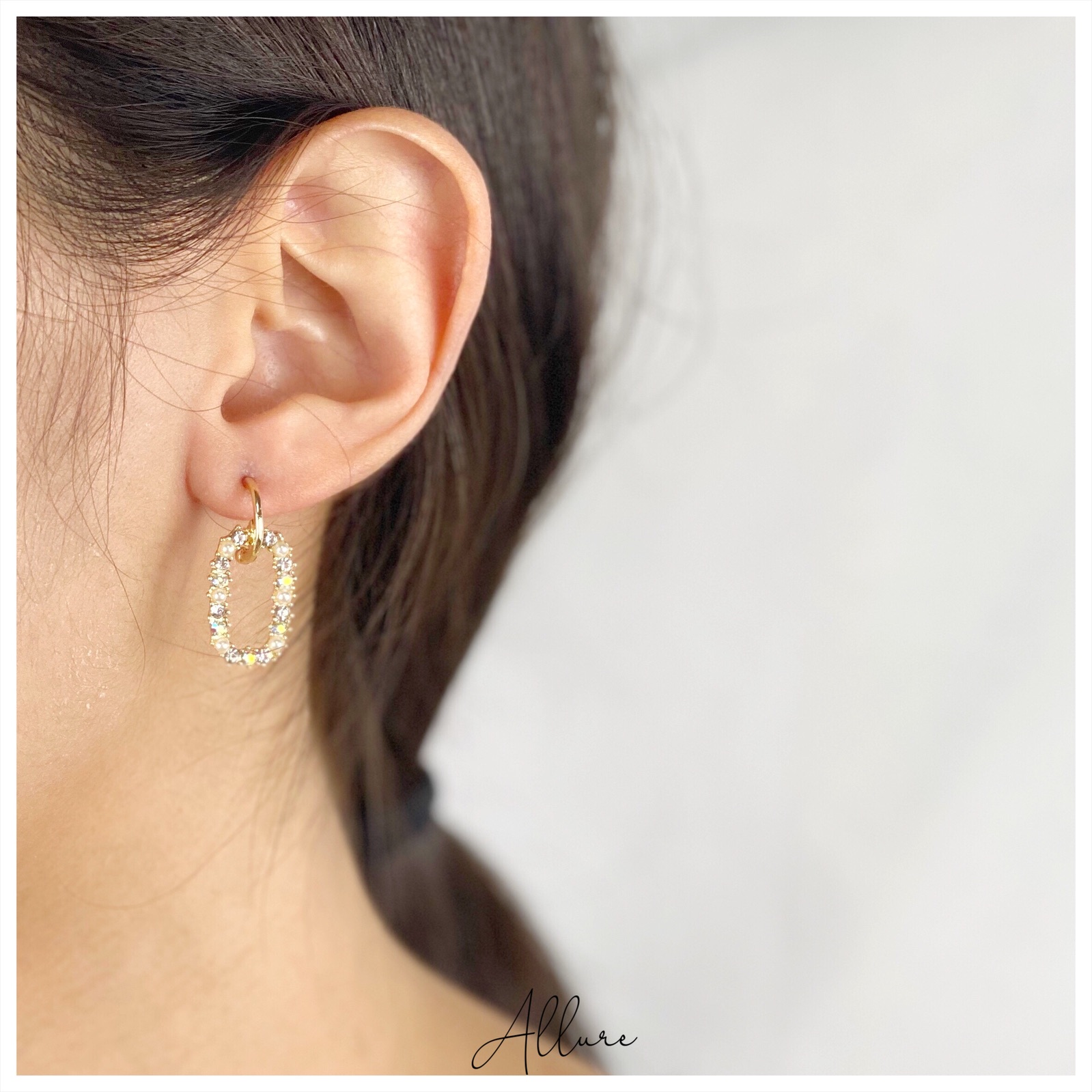 肆玥xAllure珍珠帶鑽垂掛耳環