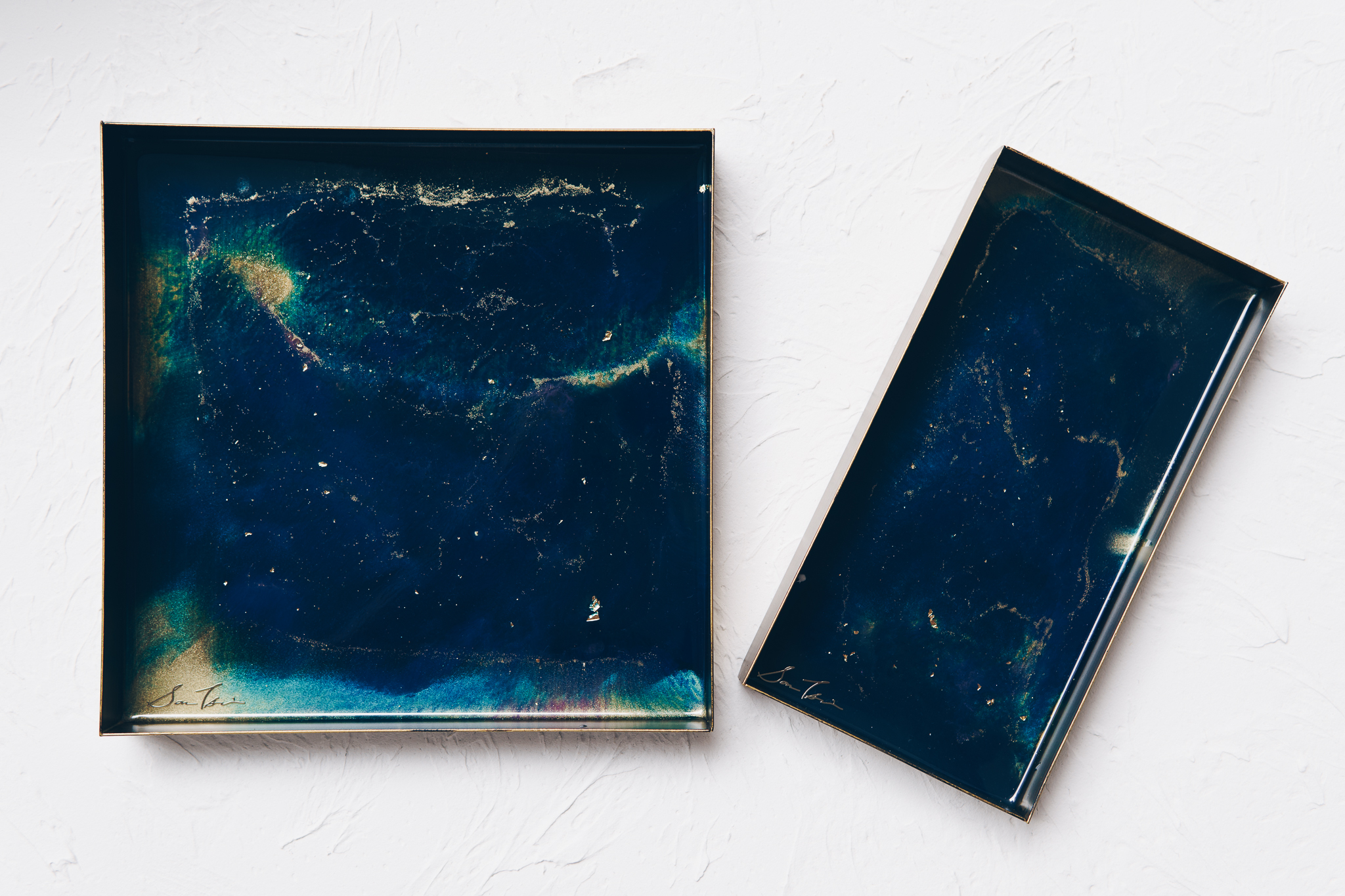 銀河 金屬拉絲方形托盤