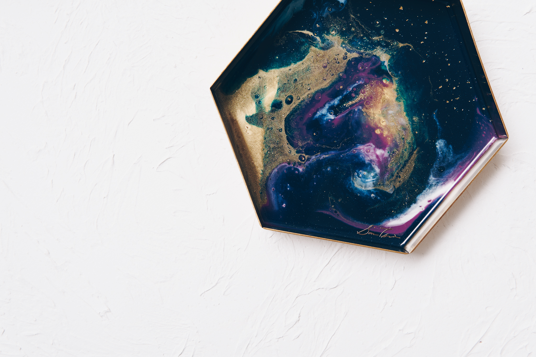 銀河 金黃六角形托盤