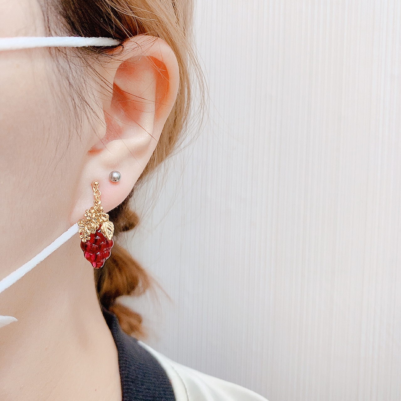 [日本制]Farbe 紅提子耳環/頸鏈