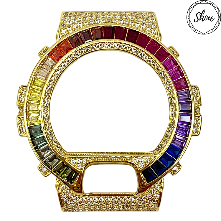 客製 DW-6900 金X白石彩虹閃石金屬錶殼