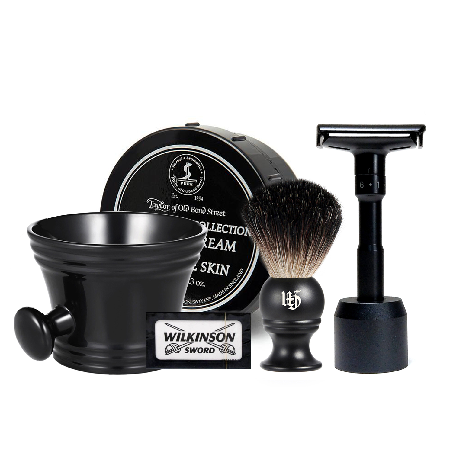 六段可調式 復古雙面安全手動刮鬍刀 6件超值組（黑 / 傳統老式雙刃刮鬍刀片）