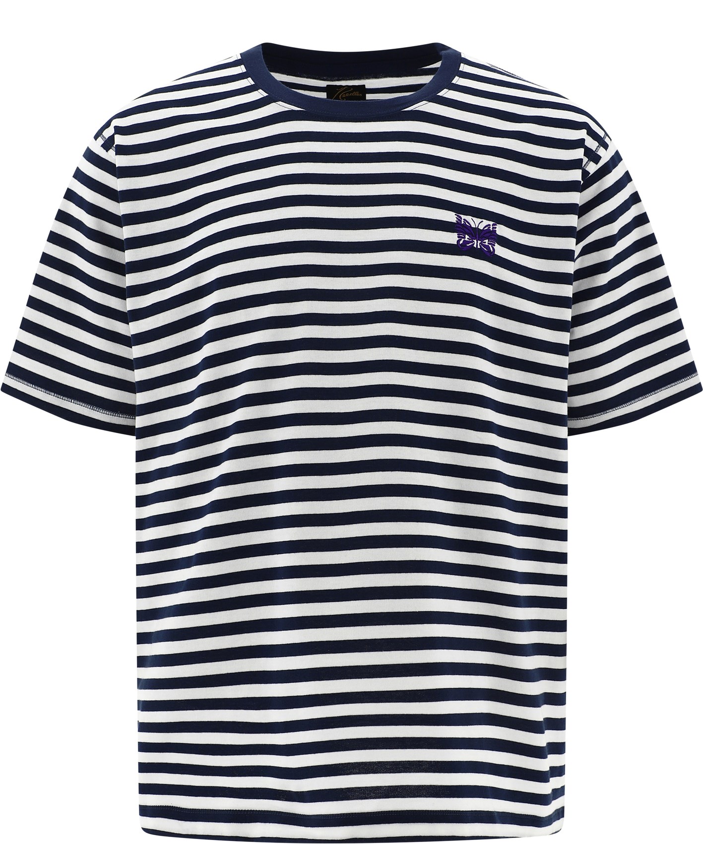 【Needles】Striped t-shirt with embroidery