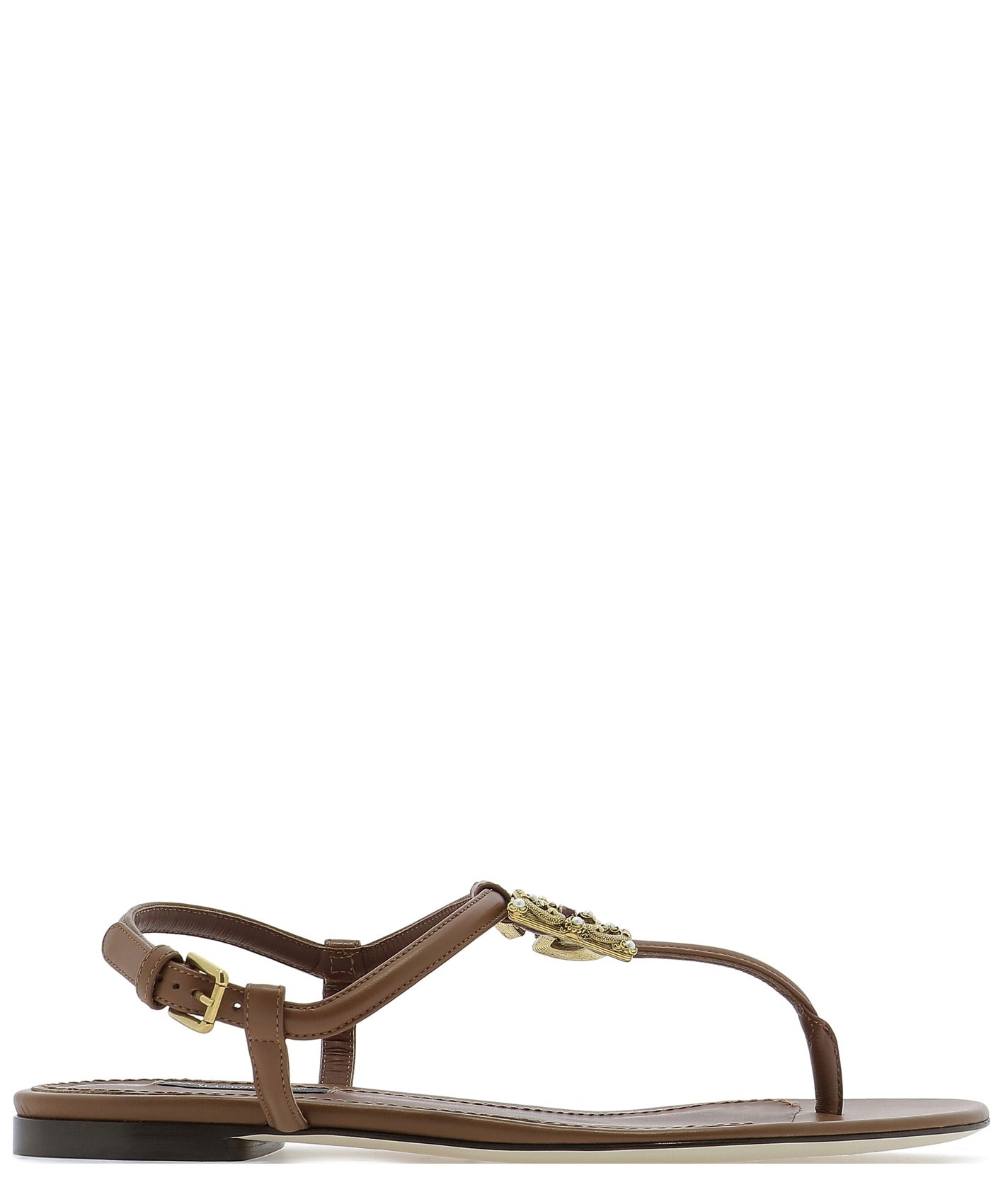【Dolce & Gabbana】Leather sandal with logo